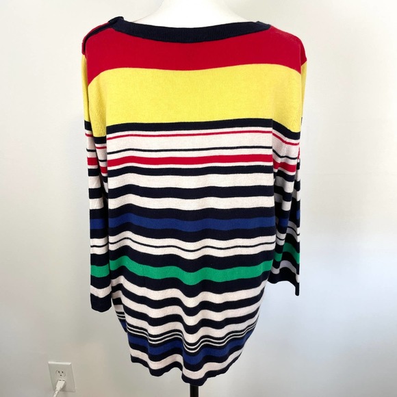 Talbots Multicolor Striped Button Shoulder Sweater Plus Size - Picture 9 of 12